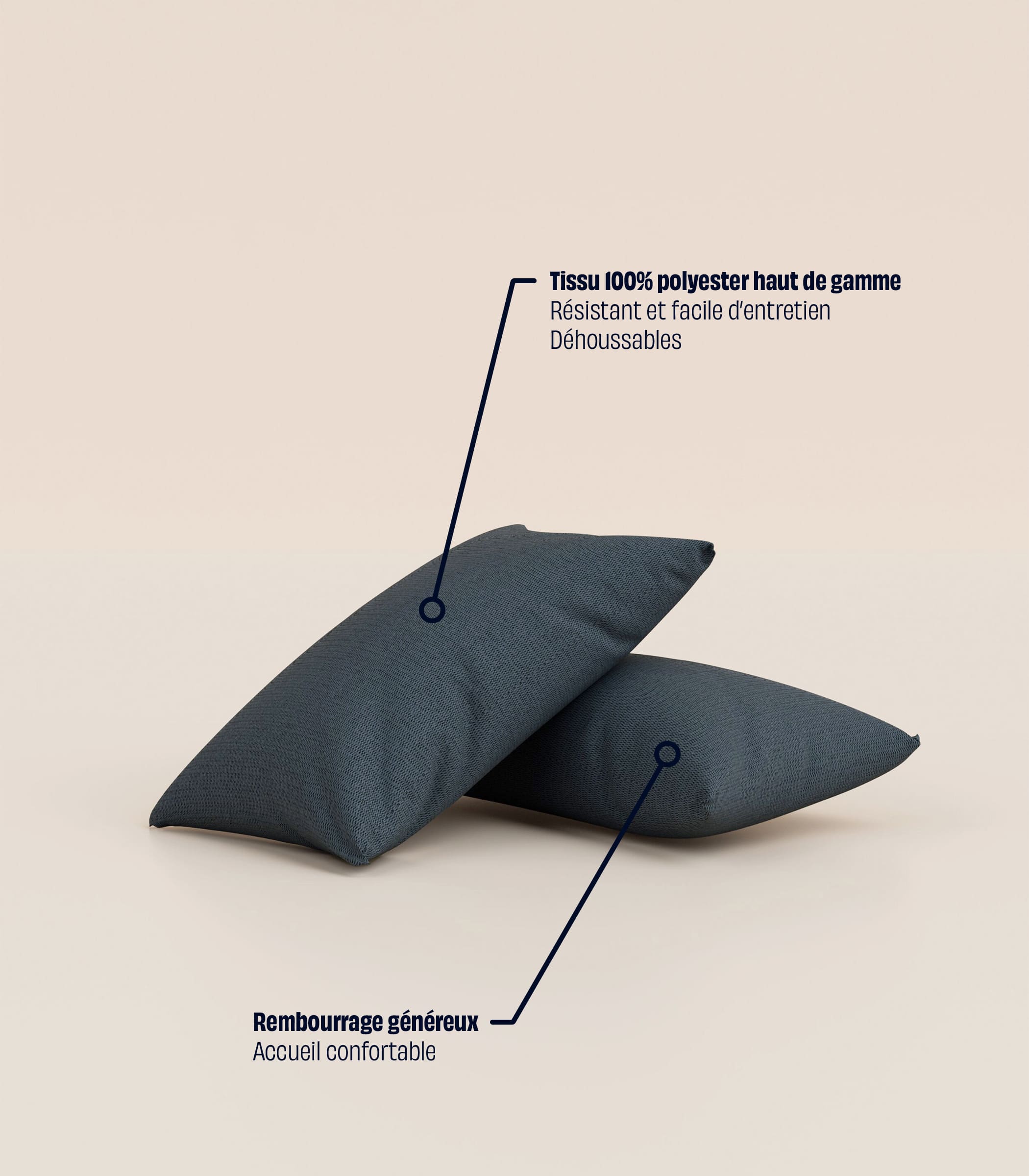 Lot de 2 coussins - Bleu profond - Image 3