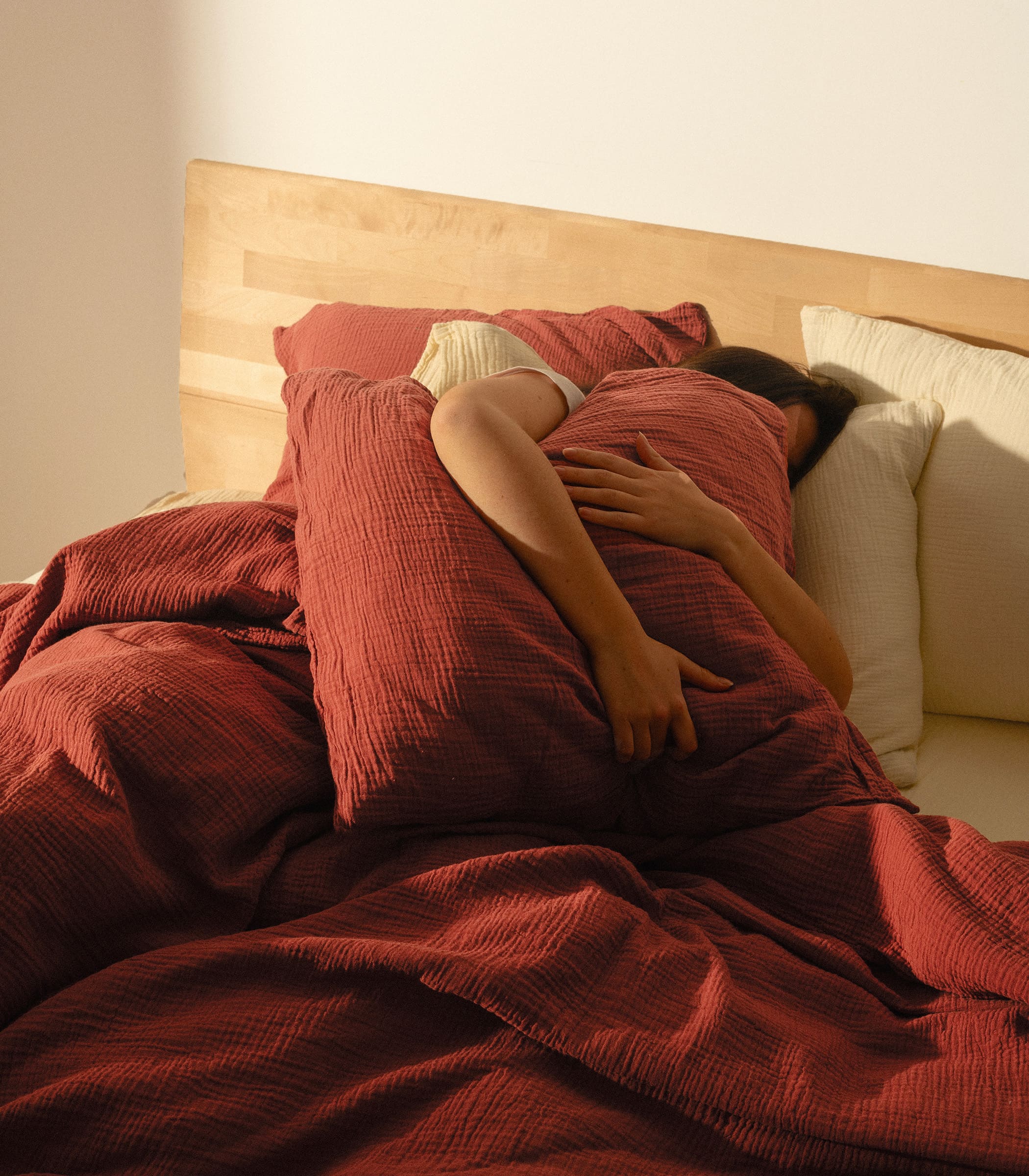 Drap housse en gaze de coton - Orange corail - Image 4
