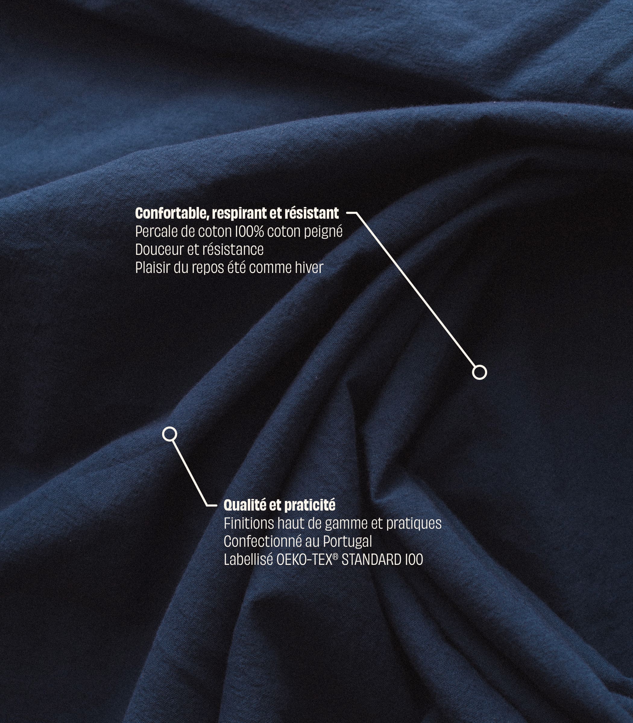 Housse de couette en percale de coton - Bleu océan - Image 3