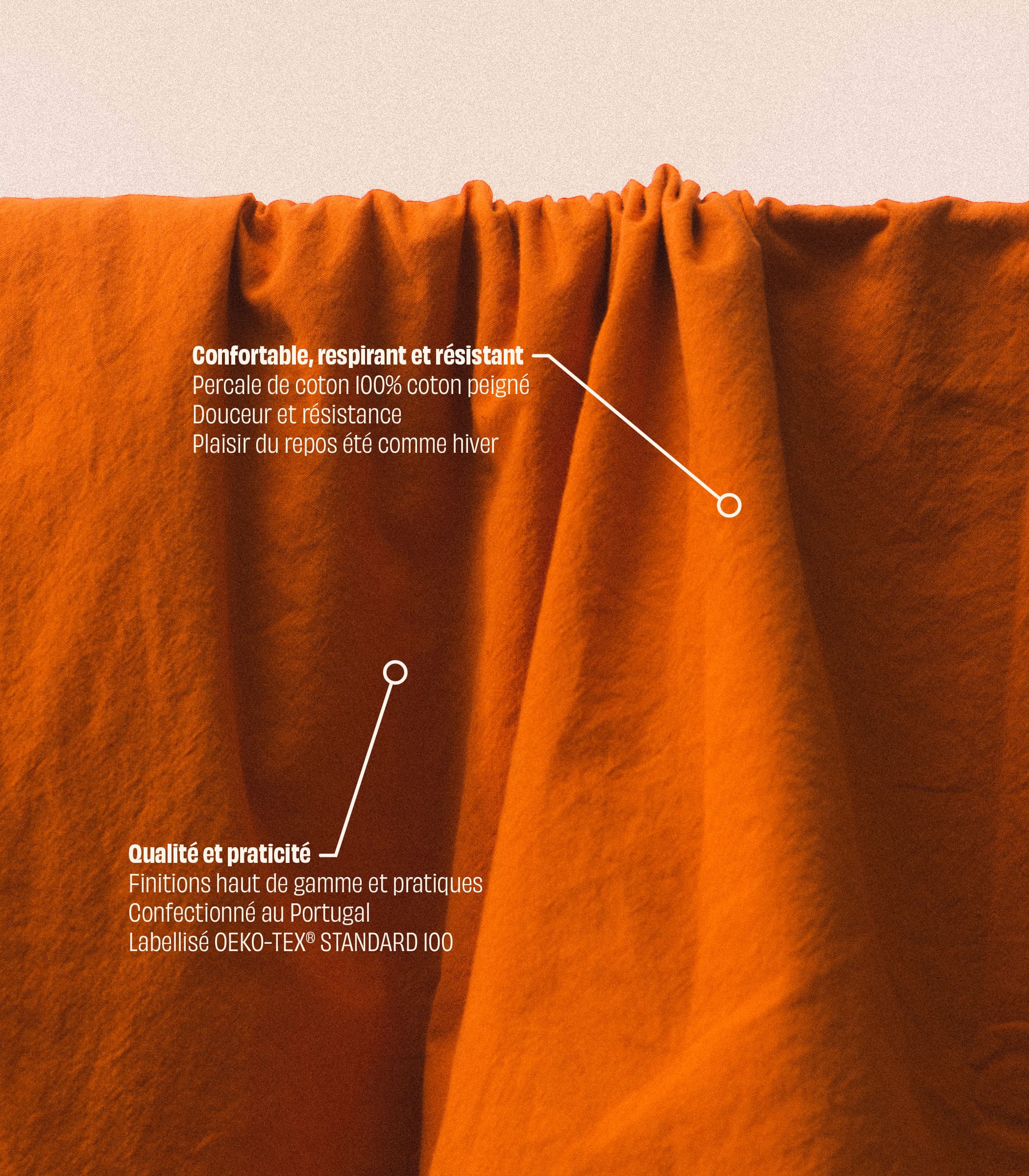 Housse de couette en percale de coton - Orange magma - Image 3