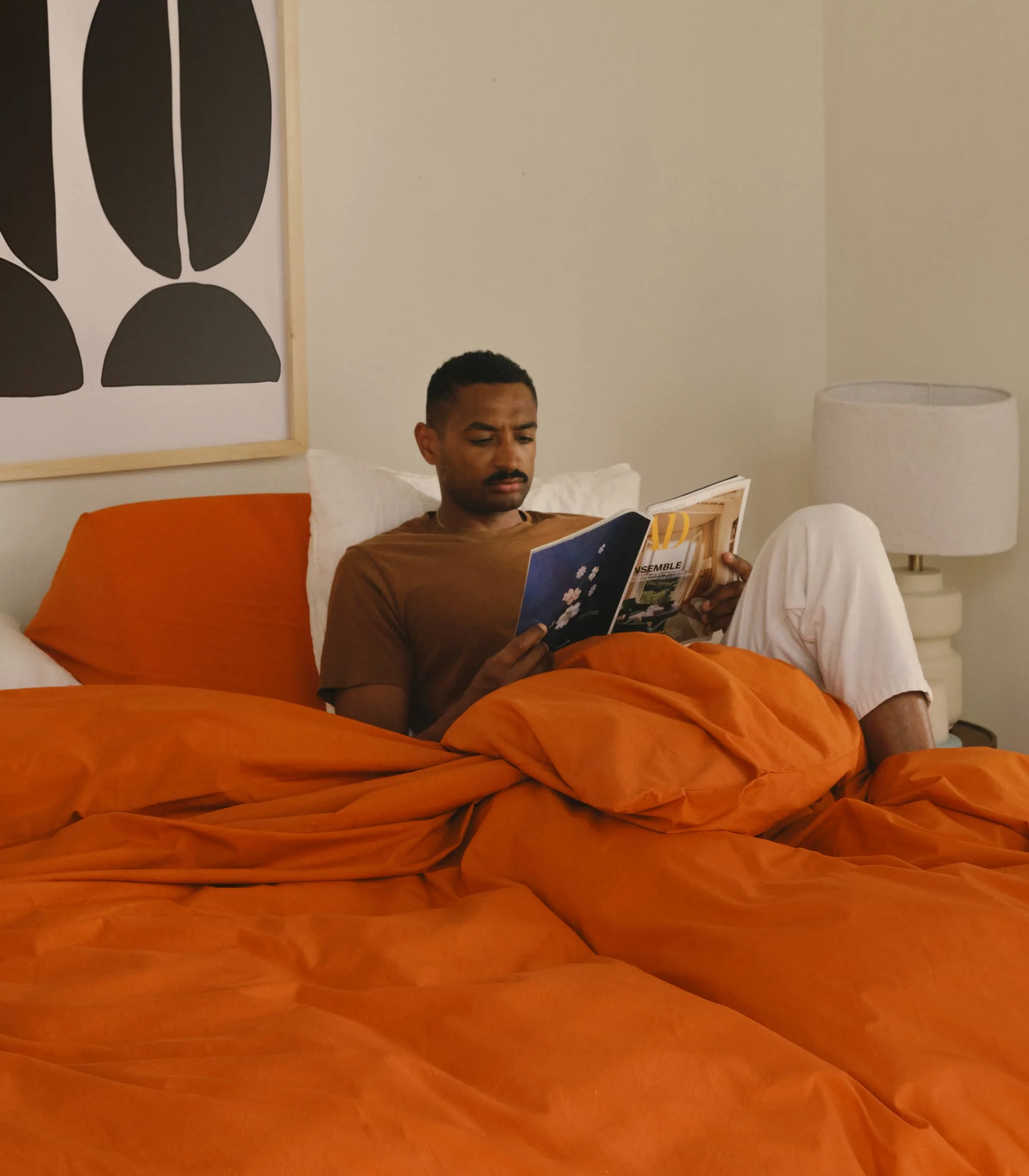 Housse de couette en percale de coton - Orange magma - Image 4