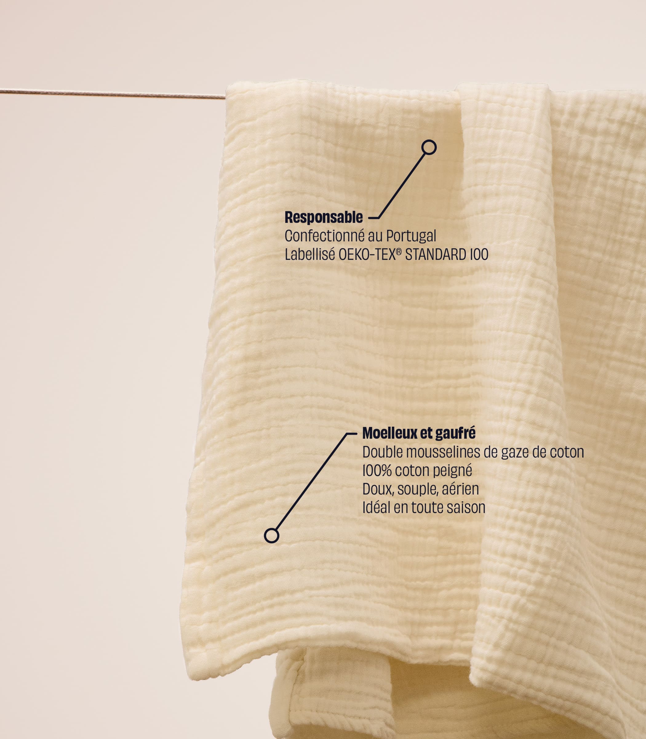 Parure en gaze de coton - Blanc vanille - Image 3