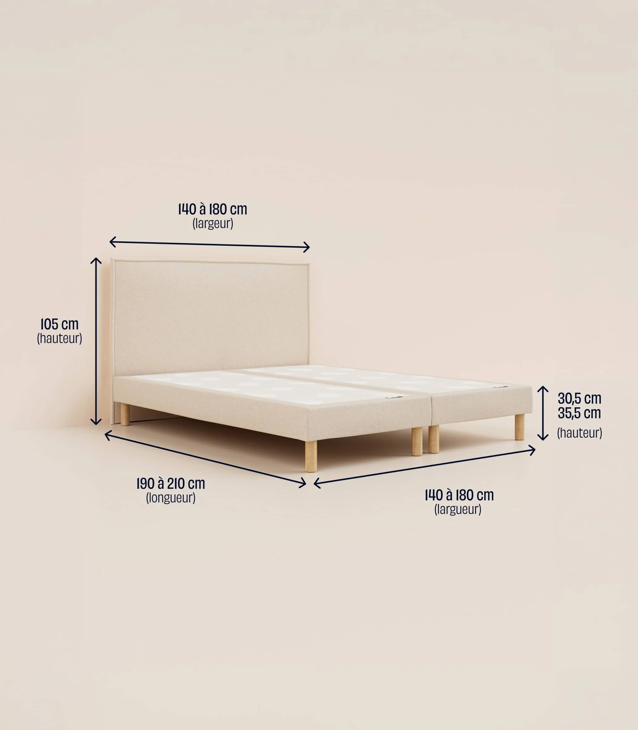 Lit tapissier - Beige - Image 11