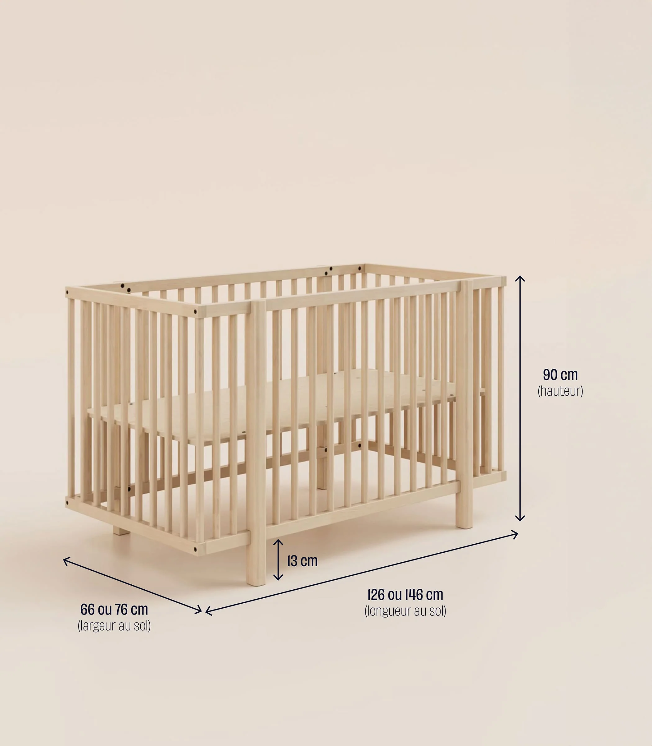 Lit bébé - Bois naturel - Image 7