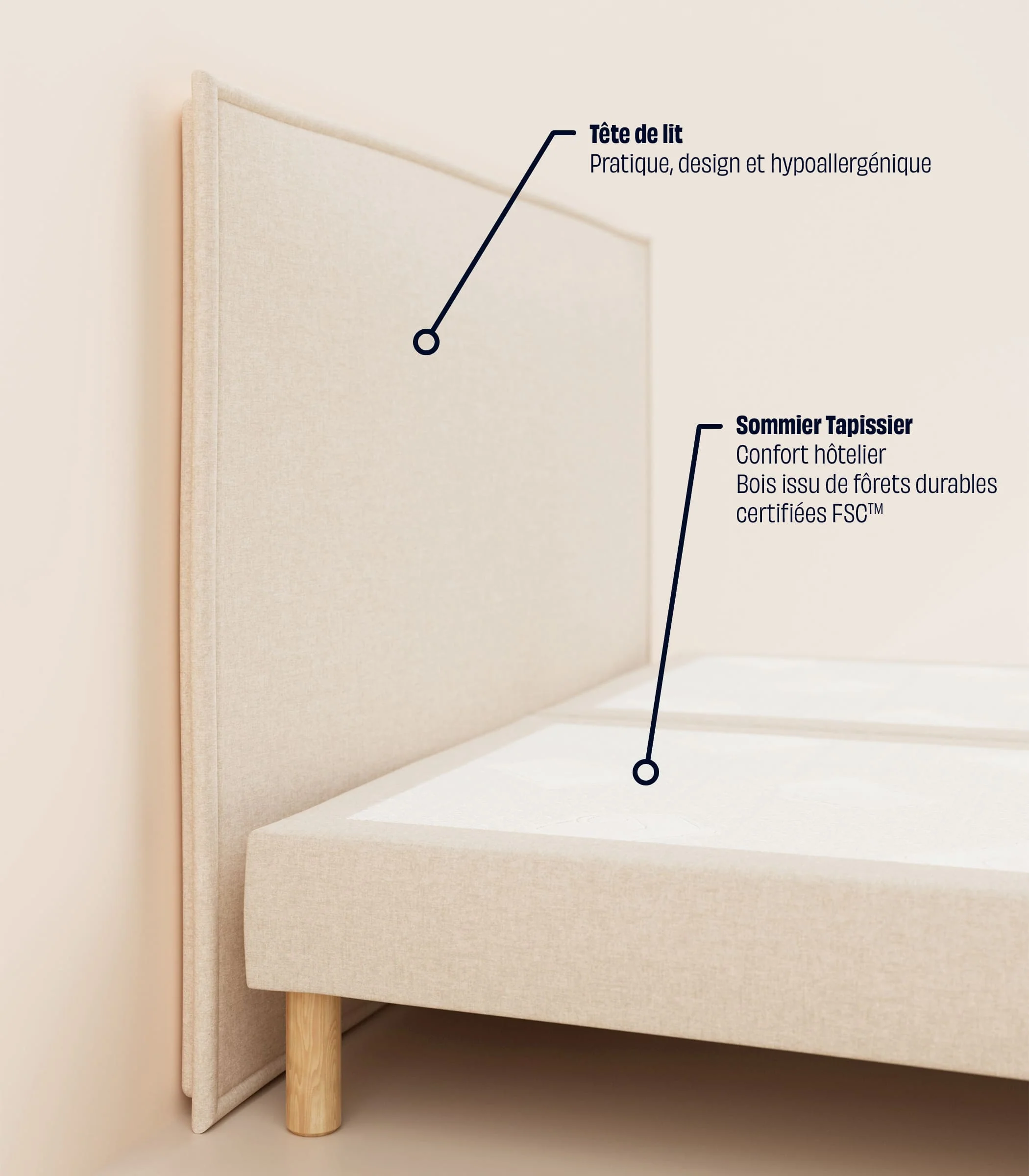 Lit tapissier - Beige - Image 7