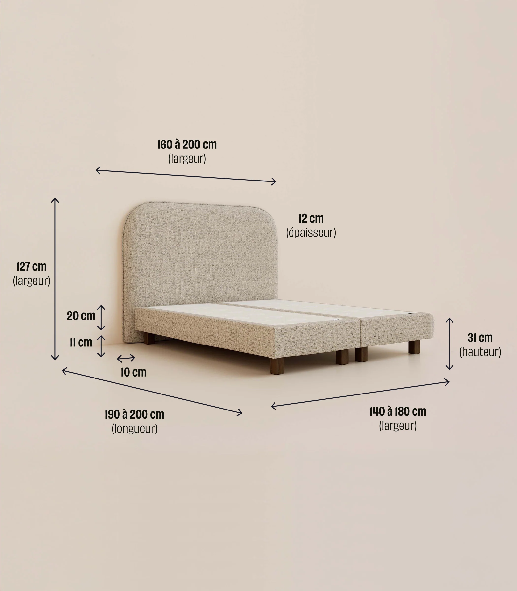 Lit boxspring - Graphique bouclé - Image 6