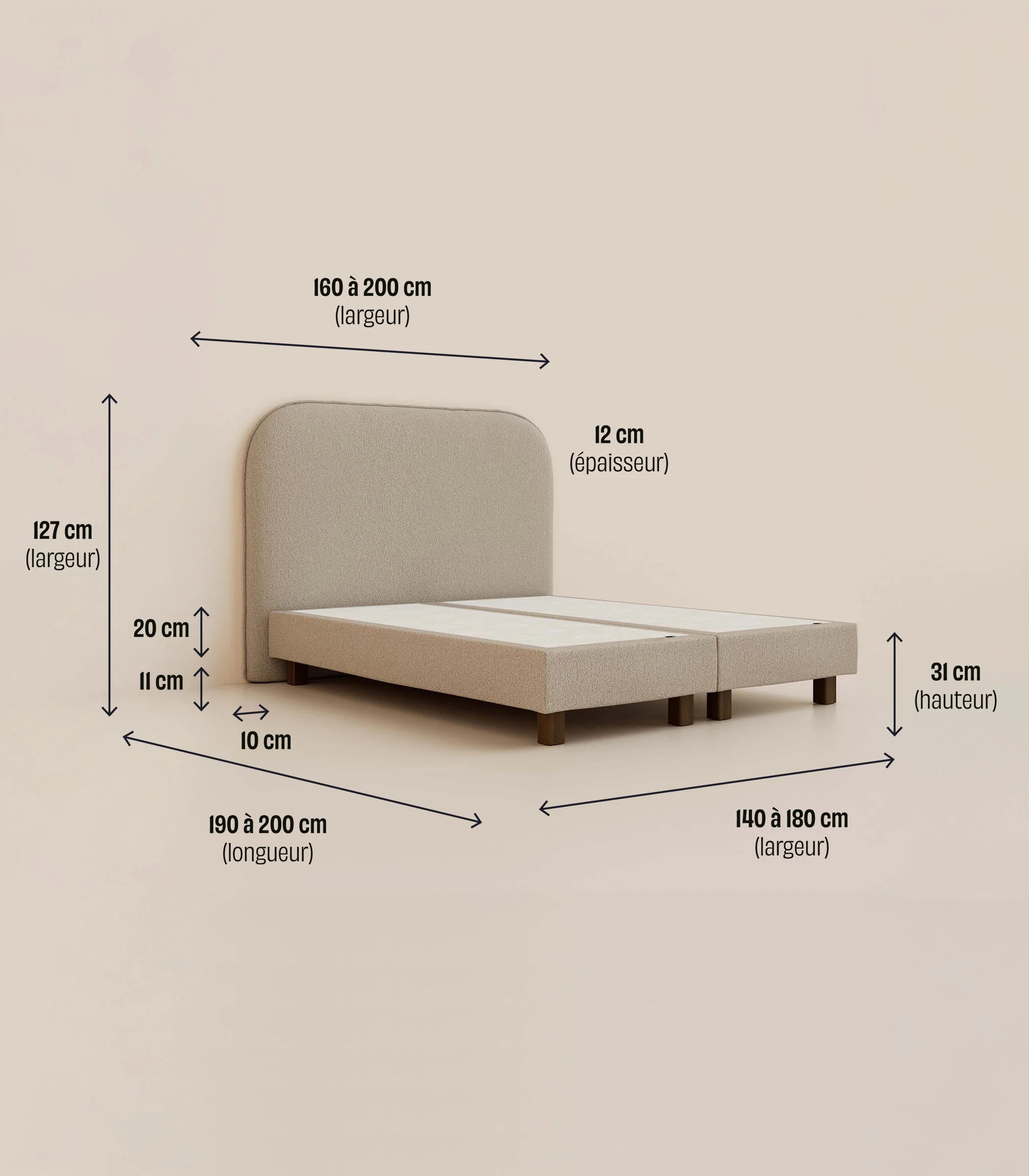 Lit boxspring - Greige velouté - Image 6