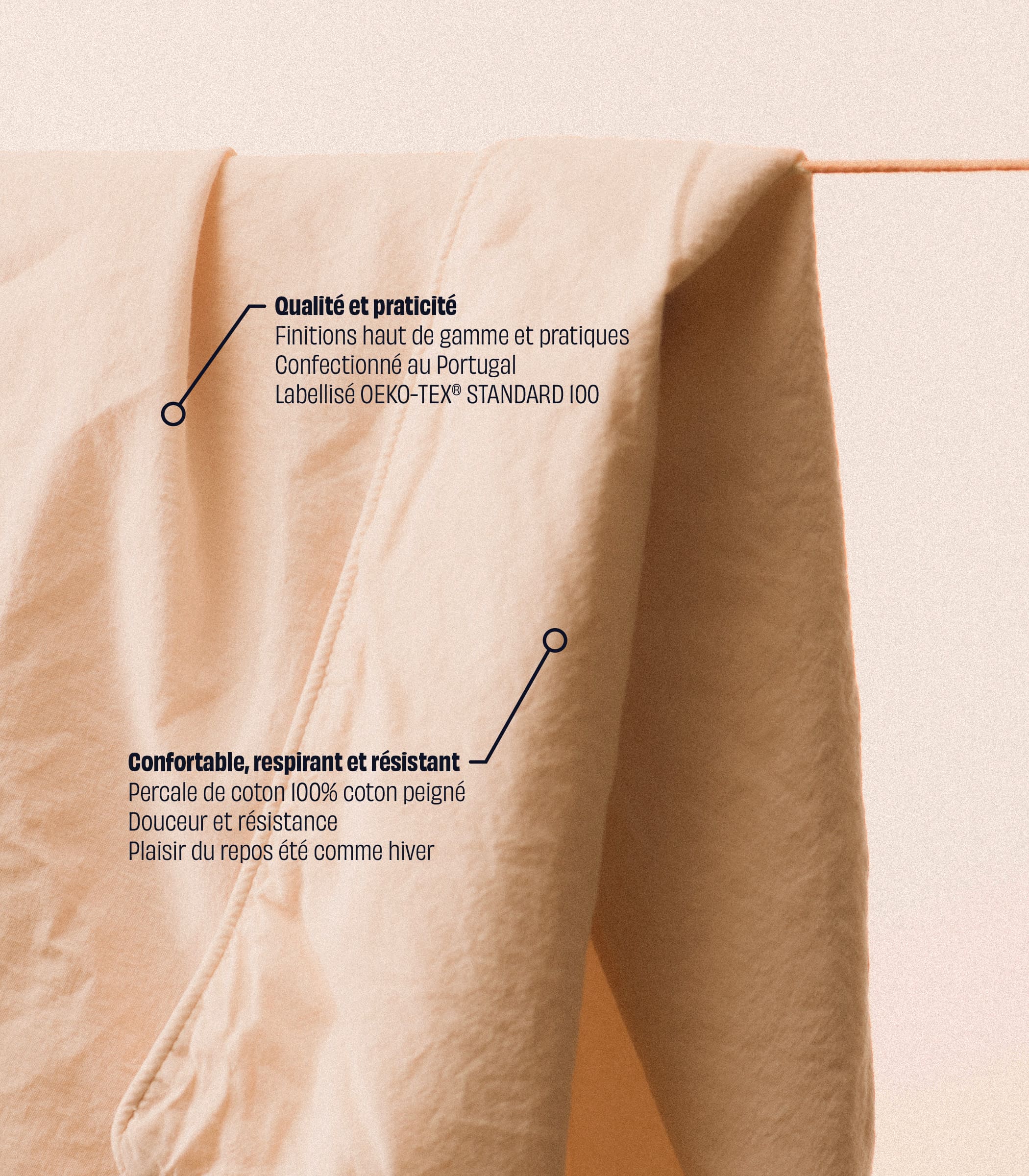 Parure en percale de coton - Beige Ivoire - Image 3