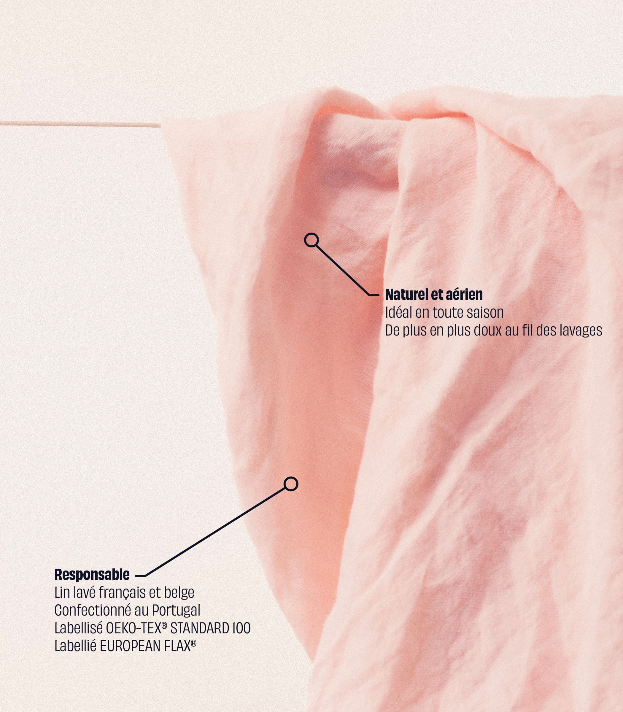 Housse de couette en lin lavé - Rose cerisier - Image 3