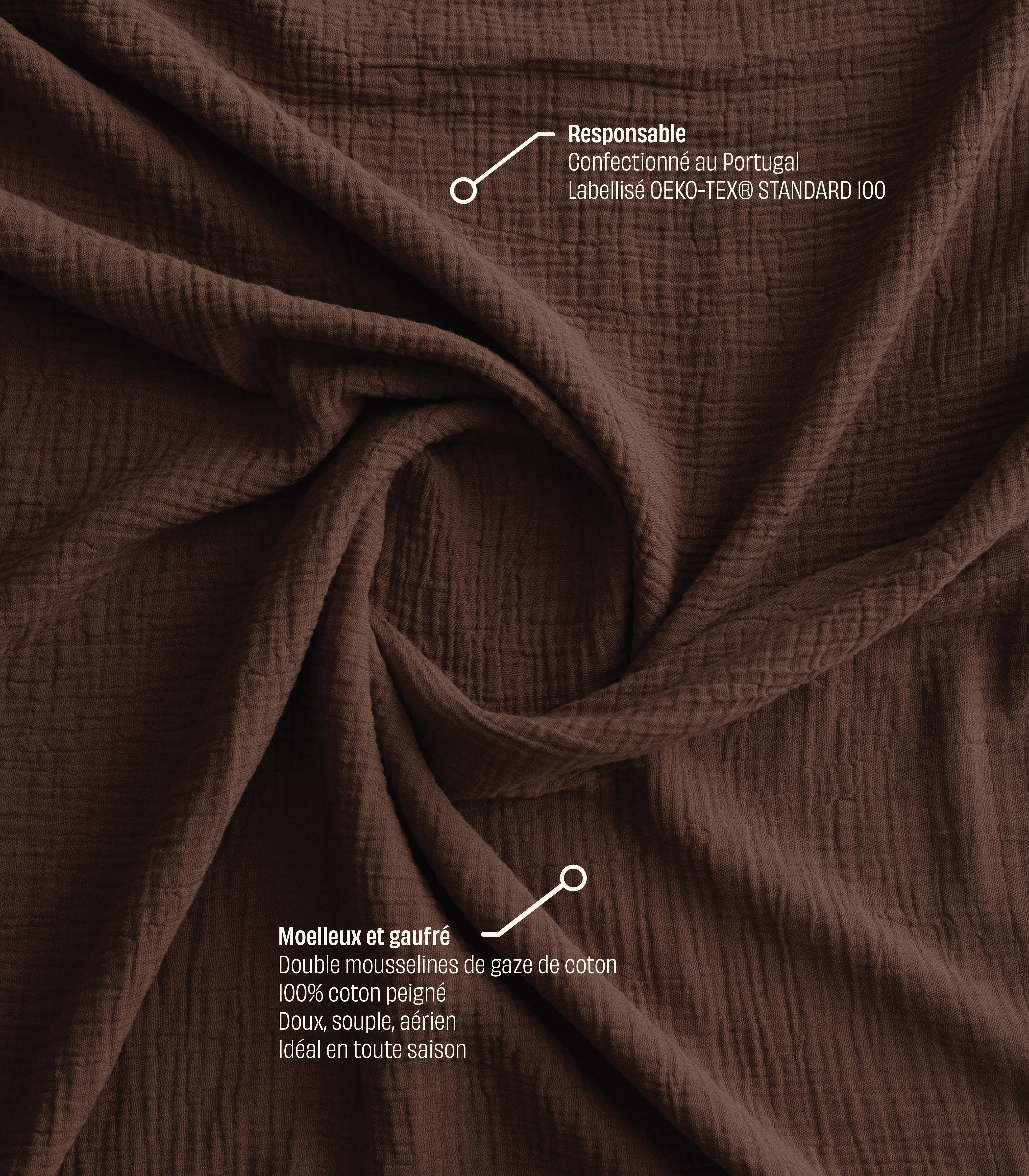 Housse de couette en gaze de coton - Marron moka - Image 2