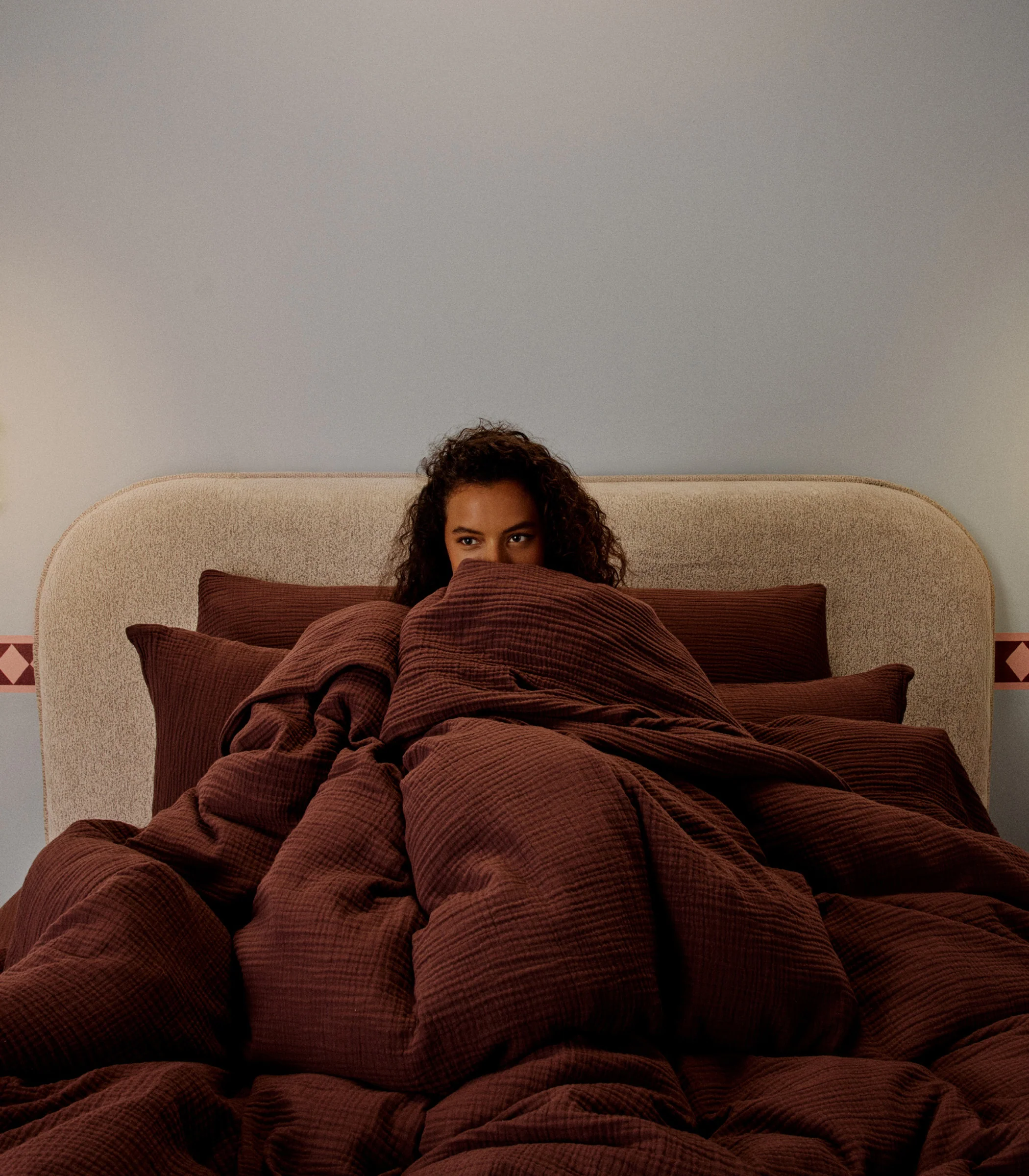 Housse de couette en gaze de coton - Marron moka - Image 3